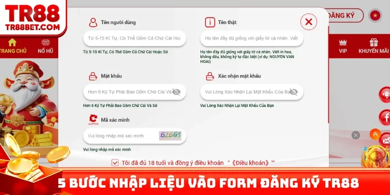5 bước nhập liệu vào form đăng ký TR88